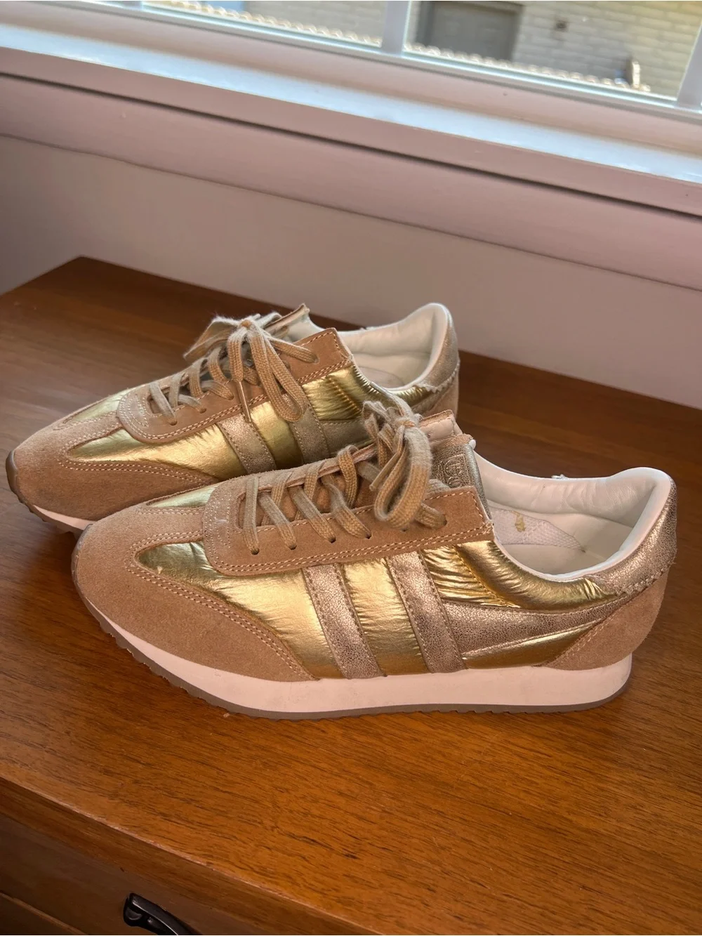 Women's Gola Boston 78 Metallic Gold Suede Sneakers Size 7